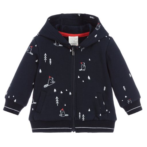 Carrément Beau-Синий хлопковый топ на молнии с принтом в виде бобра | Childrensalon Outlet