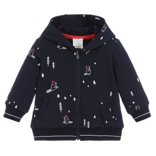 Carrément Beau-Blue Cotton Beaver Zip-Up Top | Childrensalon Outlet