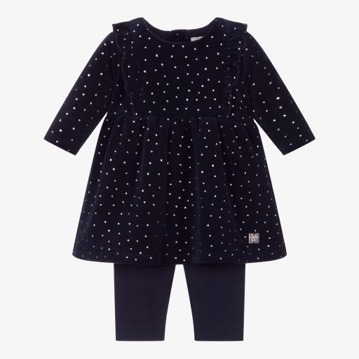 Carrément Beau-Blue Organic Cotton Dress Set | Childrensalon Outlet