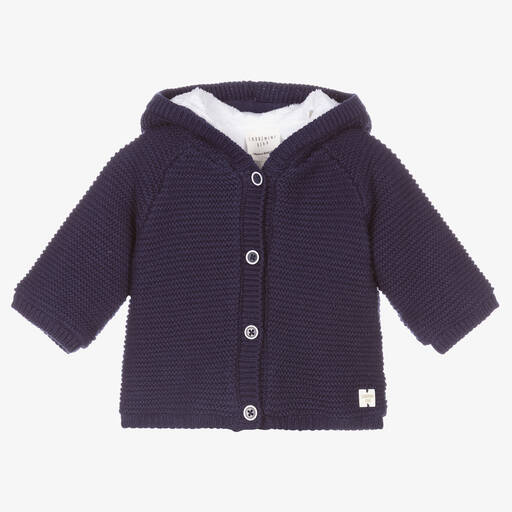 Carrément Beau-Blue Organic Cotton Knit Coat | Childrensalon Outlet