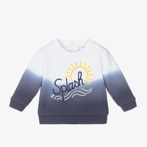 Carrément Beau-Blue & White Cotton Sweatshirt | Childrensalon Outlet