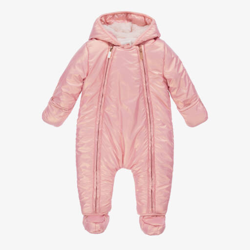 Carrément Beau-Blush Cozy Hooded Snowsuit for Girls | Childrensalon Outlet