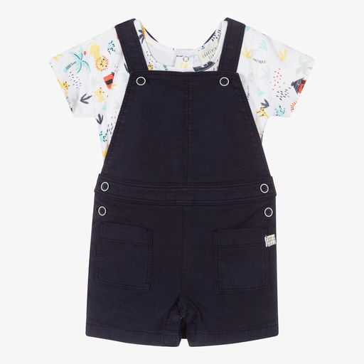 Carrément Beau-Boys Blue Animals Dungaree Set | Childrensalon Outlet