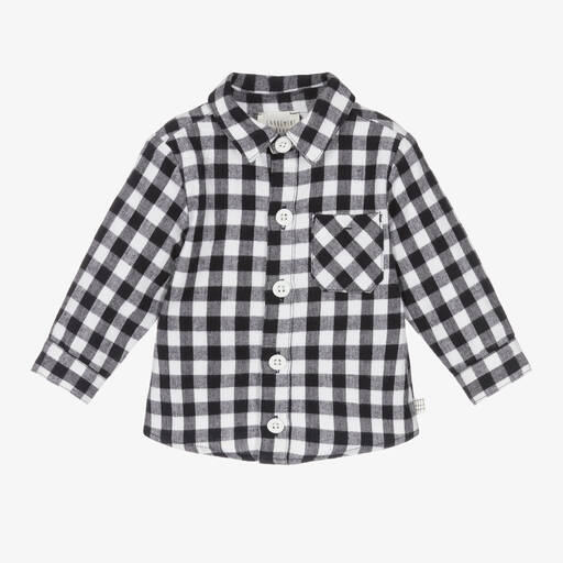 Carrément Beau-Boys Blue & White Check Cotton Shirt  | Childrensalon Outlet