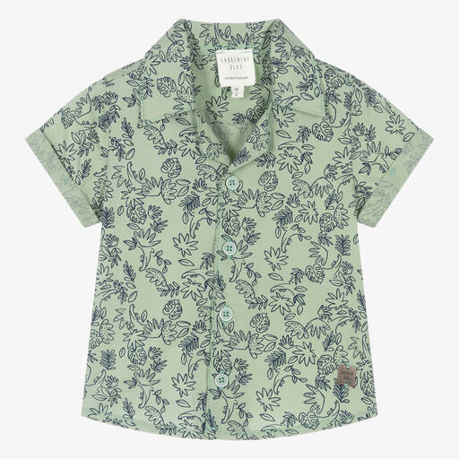 Carrément Beau-قميص قطن لون أخضر للأولاد | Childrensalon Outlet
