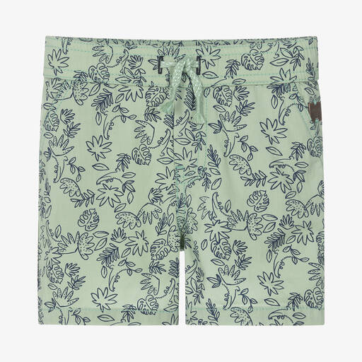 Carrément Beau-Boys Green Cotton Leaf Print Shorts | Childrensalon Outlet