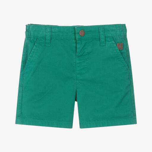 Carrément Beau-Boys Green Cotton Twill Shorts | Childrensalon Outlet