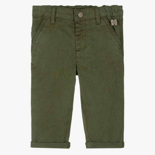 Carrément Beau-Boys Khaki Green Cotton Chino Trousers | Childrensalon Outlet