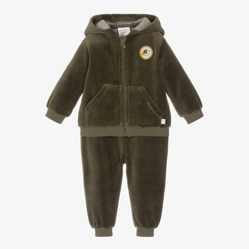 Carrément Beau-Boys Khaki Green Organic Cotton Tracksuit | Childrensalon Outlet