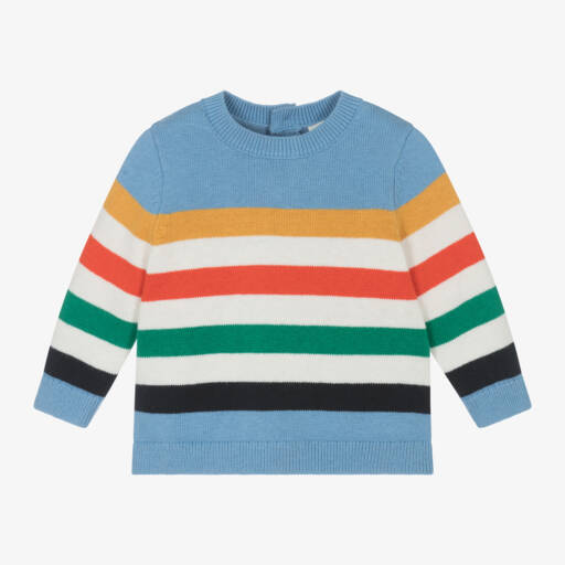 Carrément Beau-Boys Striped Blue Knit Sweater | Childrensalon Outlet