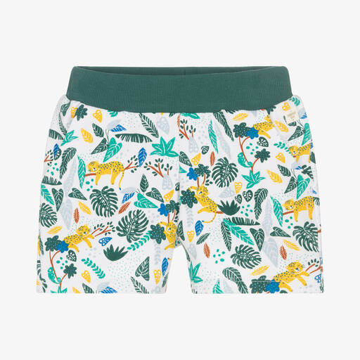 Carrément Beau-Boys White Cotton Jungle Print Shorts | Childrensalon Outlet