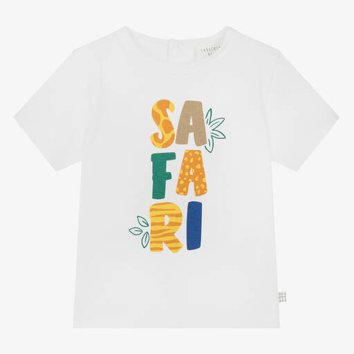 Carrément Beau-Boys White Cotton Safari T-Shirt | Childrensalon Outlet