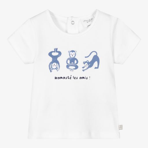 Carrément Beau-Boys White Monkeys T-Shirt | Childrensalon Outlet