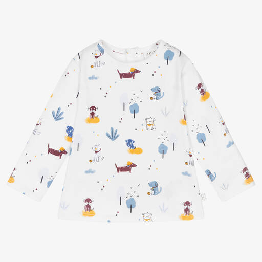 Carrément Beau-توب أطفال ولادي قطن عضوي لون أبيض | Childrensalon Outlet