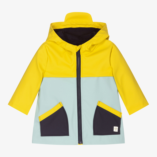 Carrément Beau-Boys Yellow & Blue Raincoat  | Childrensalon Outlet