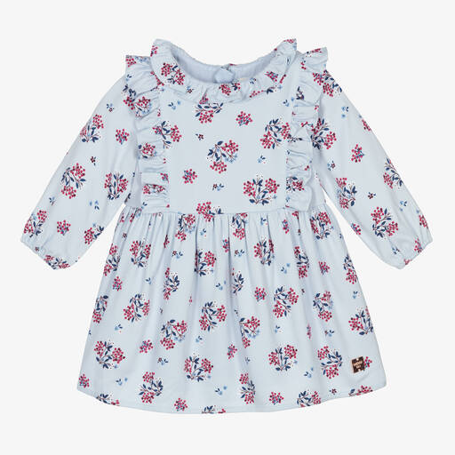 Carrément Beau-Голубое платье с розовыми цветами для девочек | Childrensalon Outlet