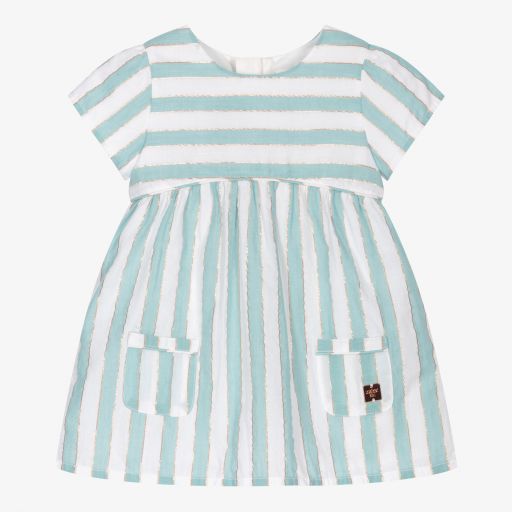Carrément Beau-Girls Green Stripe Dress | Childrensalon Outlet