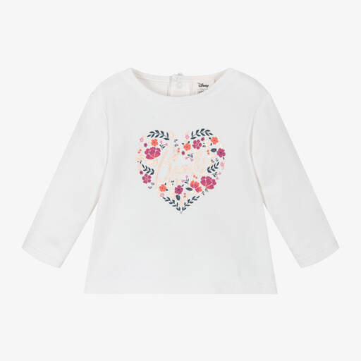 Carrément Beau-توب بطبعة ديزني قطن لون أبيض للبنات | Childrensalon Outlet