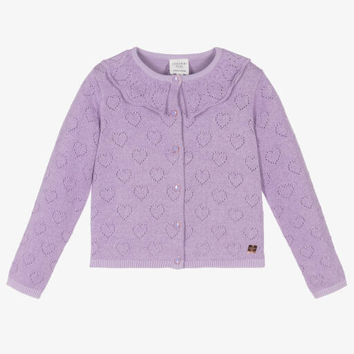 Carrément Beau-Girls Lilac Purple Knitted Cotton Cardigan | Childrensalon Outlet