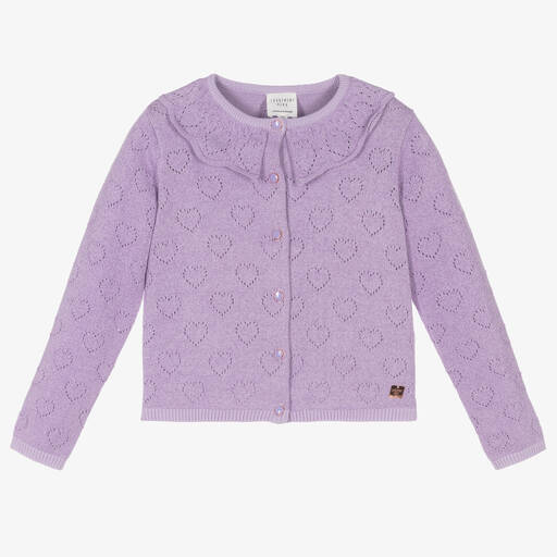 Carrément Beau-Fliederfarbene Baumwollstrickjacke | Childrensalon Outlet