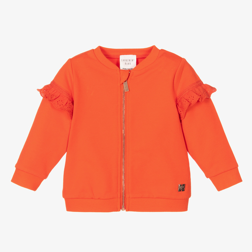 Carrément Beau-Girls Orange Cotton Zip-Up Top | Childrensalon Outlet