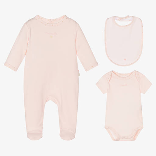 Carrément Beau-Girls Pink Cotton Babygrow Set | Childrensalon Outlet