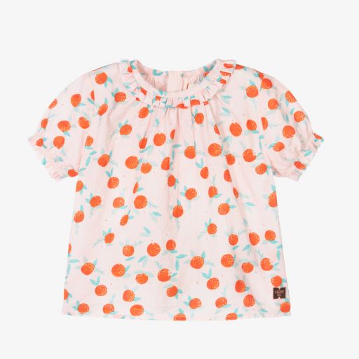 Carrément Beau-Girls Pink Cotton Blouse | Childrensalon Outlet