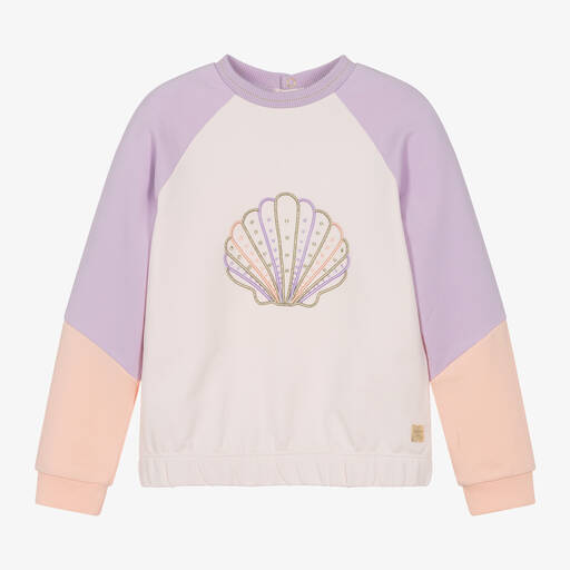 Carrément Beau-Girls Pink Cotton Seashell Sweatshirt | Childrensalon Outlet