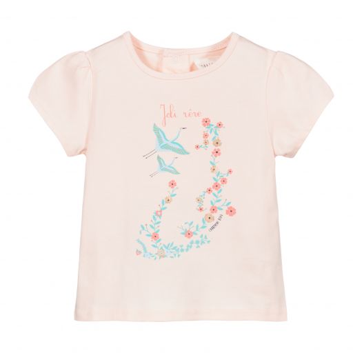 Carrément Beau-Girls Pink Cotton T-Shirt | Childrensalon Outlet