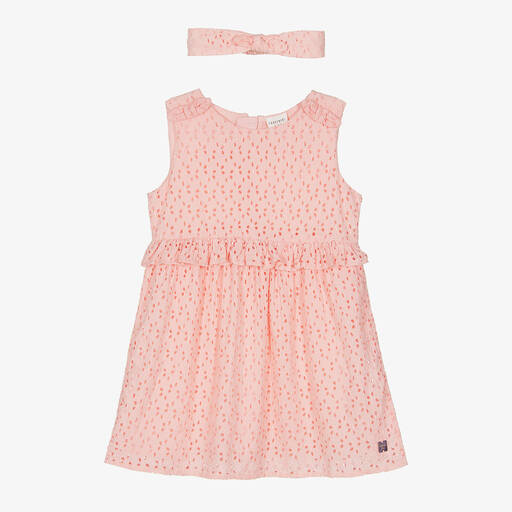 Carrément Beau-Girls Pink Embroidered Dress Set | Childrensalon Outlet