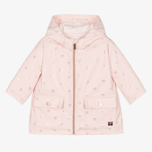 Carrément Beau-Girls Pink Hearts Hooded Raincoat | Childrensalon Outlet