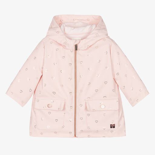 Carrément Beau-Rosa Herz-Regenjacke mit Kapuze | Childrensalon Outlet