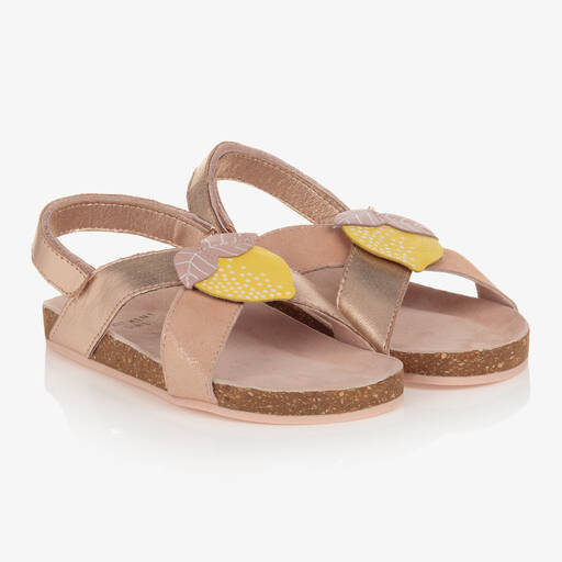 Carrément Beau-Girls Pink Metallic Leather Sandals | Childrensalon Outlet