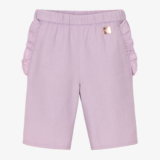 Carrément Beau-Girls Purple Cotton Ruffle Trousers | Childrensalon Outlet