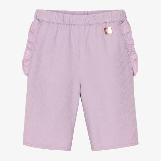 Carrément Beau-Girls Purple Cotton Ruffle Trousers | Childrensalon Outlet