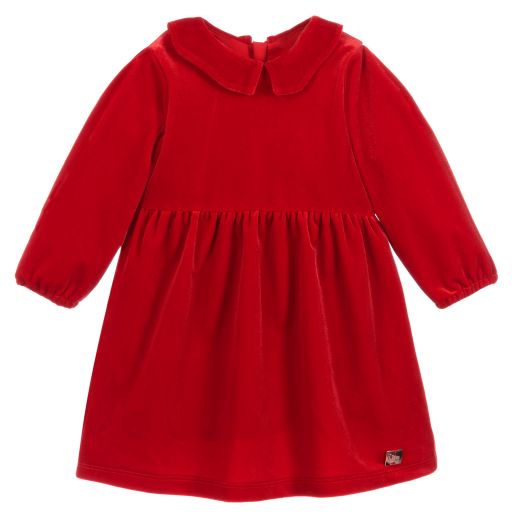 Carrément Beau-Girls Red Velour Dress | Childrensalon Outlet