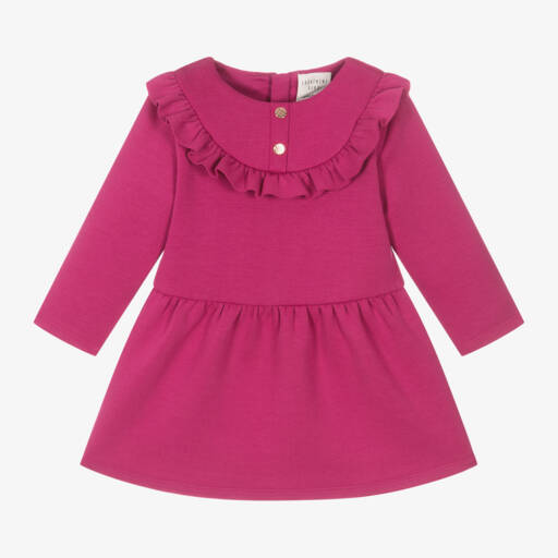 Carrément Beau-Girls Ruffled Fuchsia Jersey Dress | Childrensalon Outlet