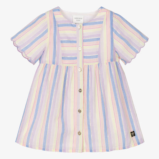 Carrément Beau-Girls Striped Lilac Cotton Dress | Childrensalon Outlet