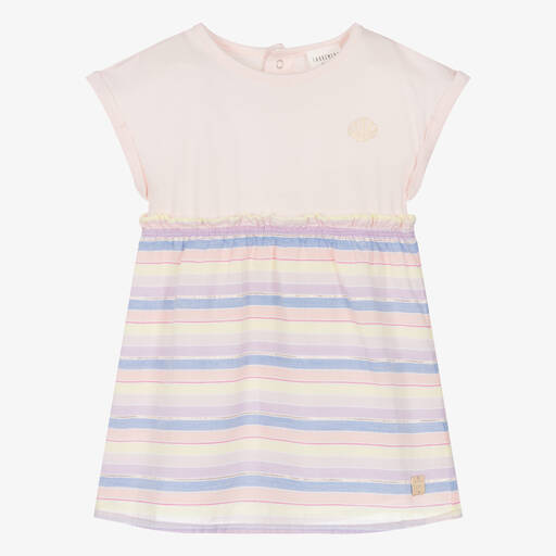 Carrément Beau-Girls Striped Pink Cotton Dress | Childrensalon Outlet