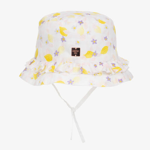 Carrément Beau-قبعة للشمس أطفال بناتي قطن فوال لون أبيض | Childrensalon Outlet