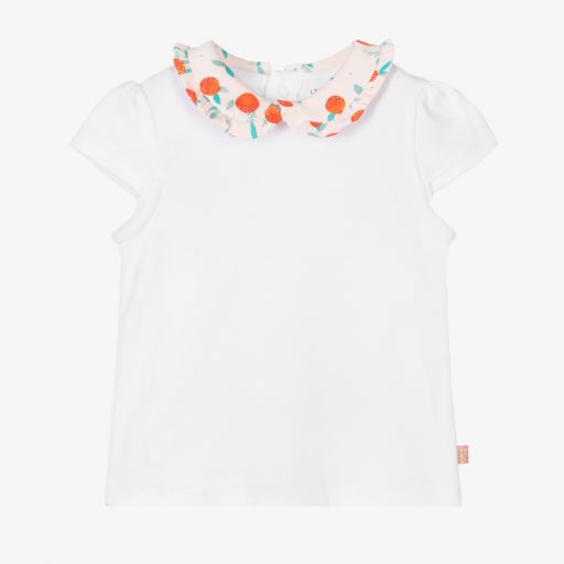 Carrément Beau-Girls White Cotton T-Shirt | Childrensalon Outlet