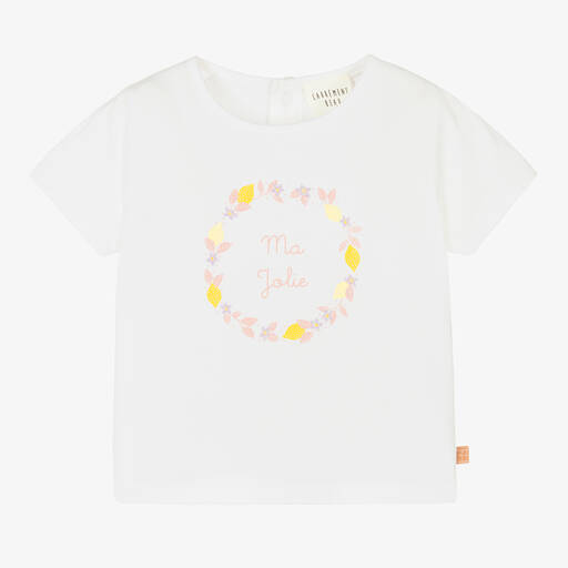 Carrément Beau-Girls White Flower & Lemon T-Shirt | Childrensalon Outlet