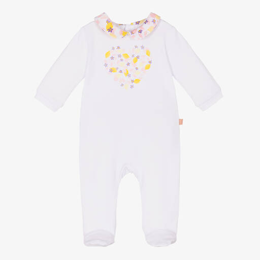 Carrément Beau-Girls White Lemon Heart Cotton Babygrow | Childrensalon Outlet