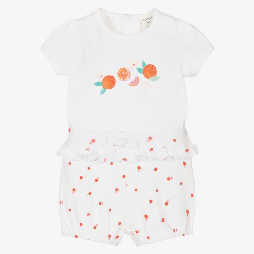 Carrément Beau-Белый топ с шортами для девочек | Childrensalon Outlet