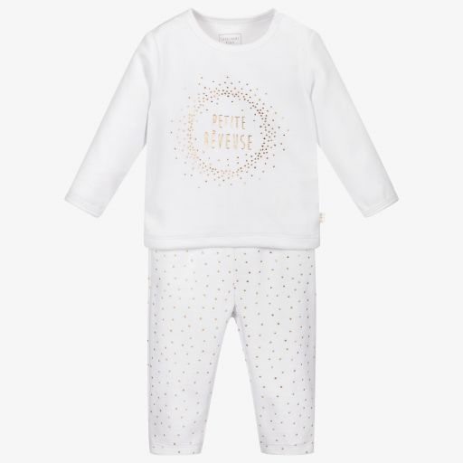 Carrément Beau-Girls White Velour Pyjamas | Childrensalon Outlet