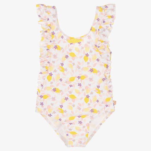 Carrément Beau-Girls White & Yellow Floral Ruffle Swimsuit | Childrensalon Outlet
