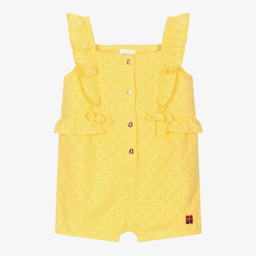 Carrément Beau-Girls Yellow Lace Playsuit | Childrensalon Outlet