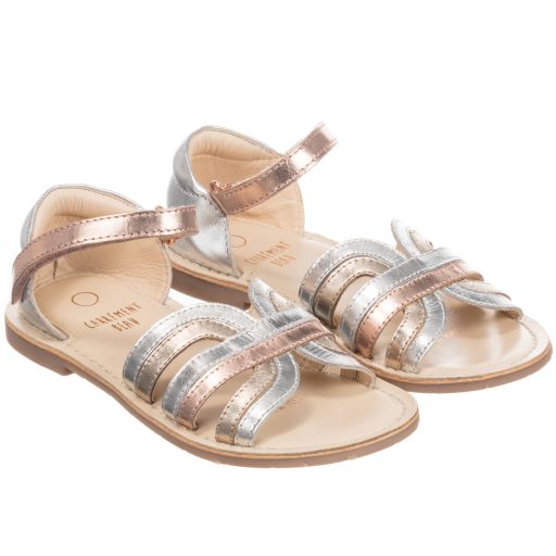Carrément Beau-Gold & Silver Leather Sandals | Childrensalon Outlet