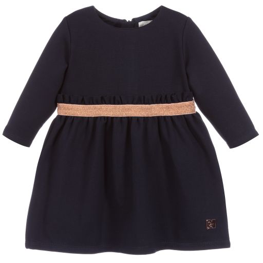 Carrément Beau-Темно-синее трикотажное платье | Childrensalon Outlet