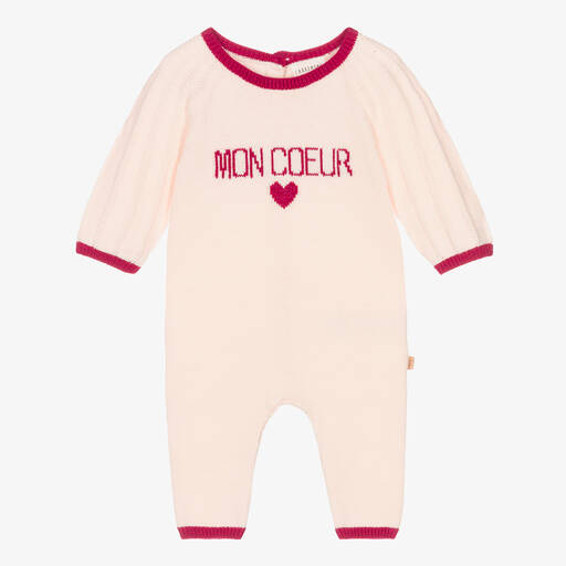 Carrément Beau-Pink Mon Coeur Knitted Babygrow | Childrensalon Outlet
